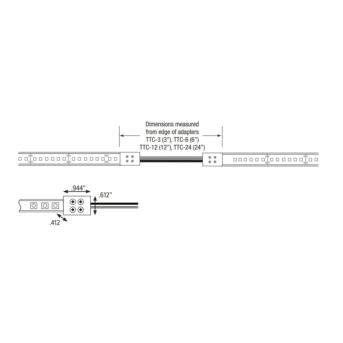 12in. Tape to Tape Connector for LTR-P Wet Location Tape Light