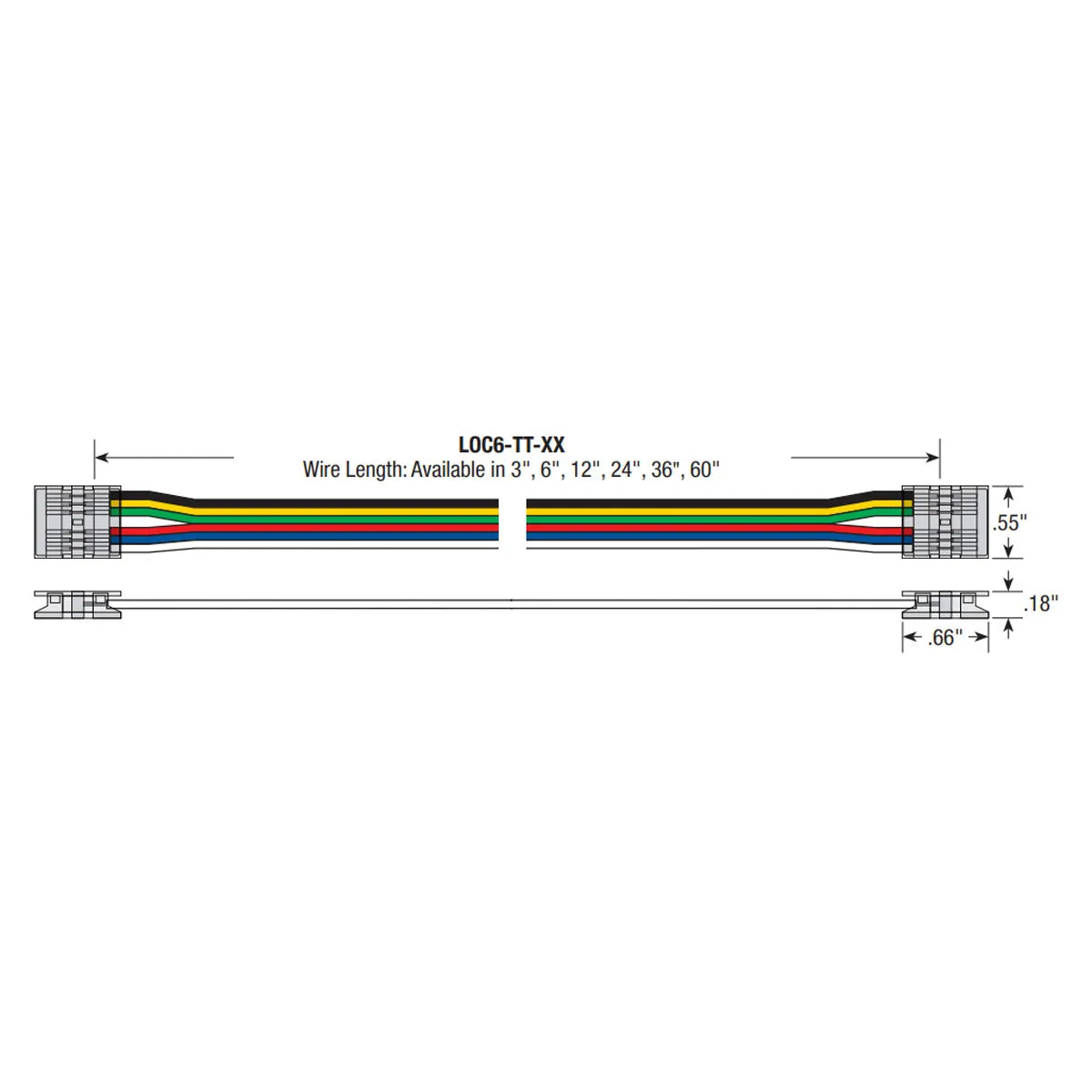 12in. Tape to Tape Connector for LTR-S COB RGBTW LED Tape