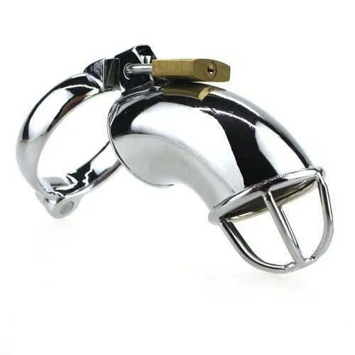 1707HS      Heavy Metal Locking Steel Chrome Cock Cage Chastity
