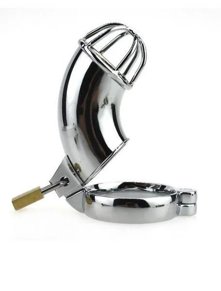 1707HS      Heavy Metal Locking Steel Chrome Cock Cage Chastity