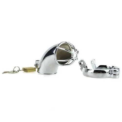 1707HS      Heavy Metal Locking Steel Chrome Cock Cage Chastity