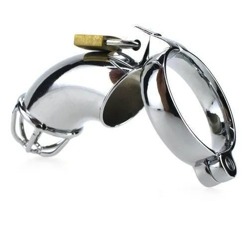 1707HS      Heavy Metal Locking Steel Chrome Cock Cage Chastity