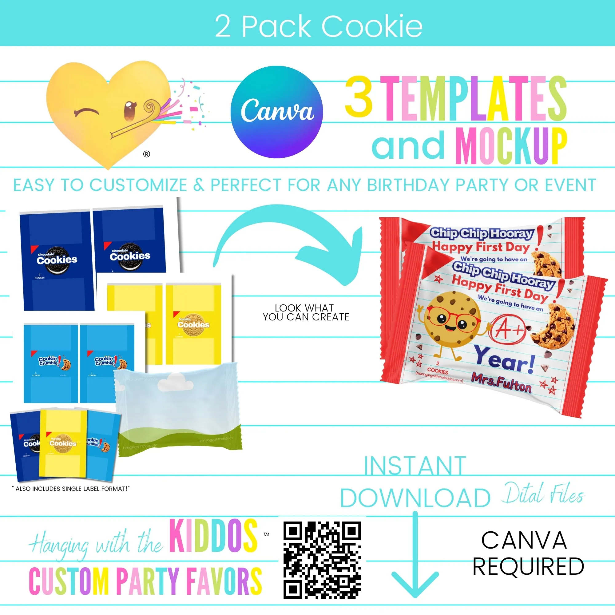 2 Pack Cookie Templates and Mockup