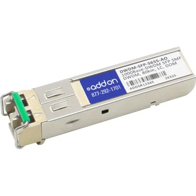 Addon Cisco Dwdm-Sfp-5655 Compatible Taa Compliant 1000Base-Dwdm 100Ghz Sfp Transceiver (Smf, 1556.55Nm, 80Km, Lc, Dom)