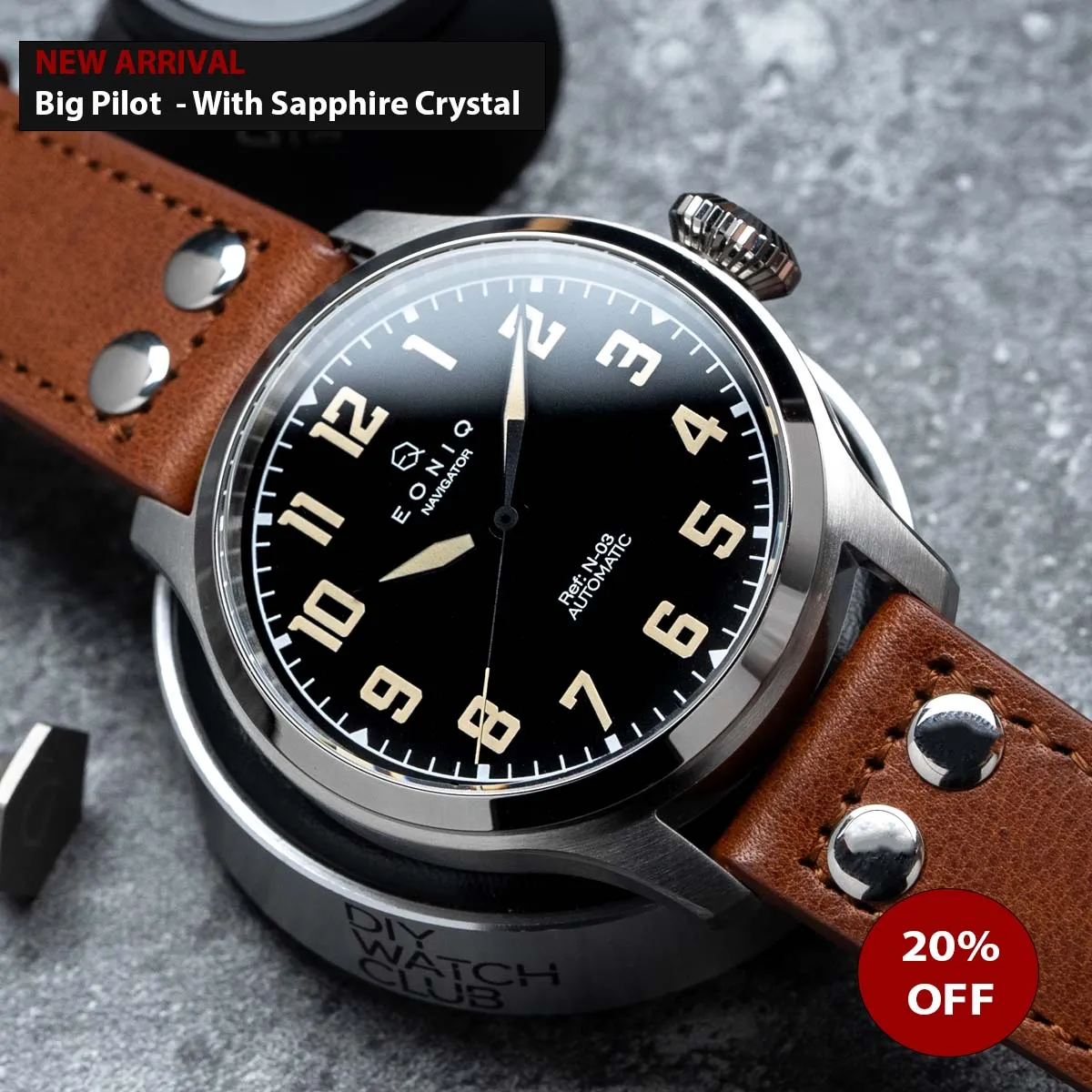 [Advanced level] - 44mm Big Pilot Watch | Vintage Pilot watch with Faux-Patina lume | Miyota 82S0