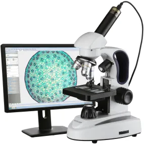 AmScope M149 Series Monocular Digital Microscope 40X-1000X Magnification Dual-light Metal Frame   USB Camera
