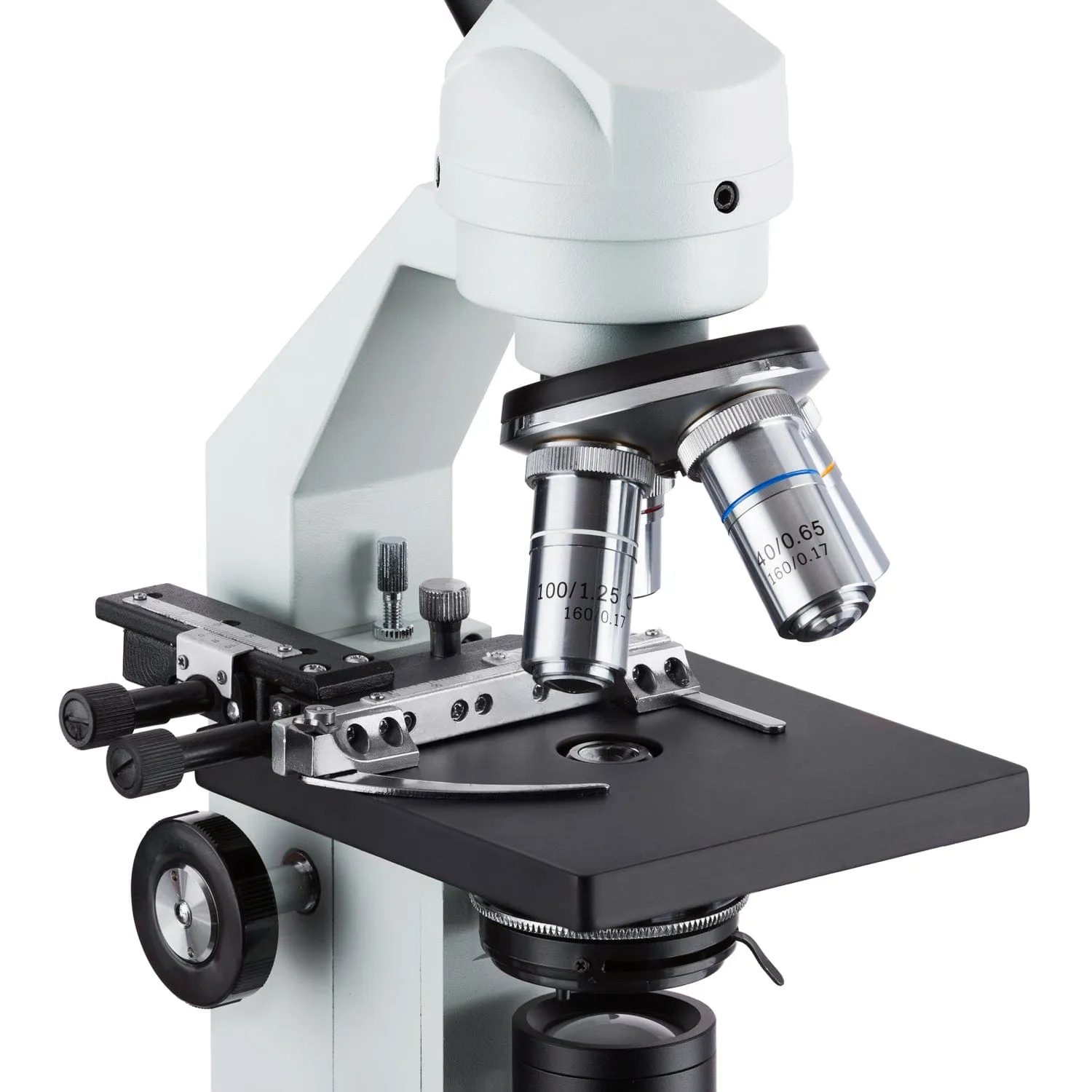 AmScope M500 Series Student Biological Monocular Compound Microscope 40X-2000X Magnification with Mechanical Stage and USB Digital Eyepiece Camera