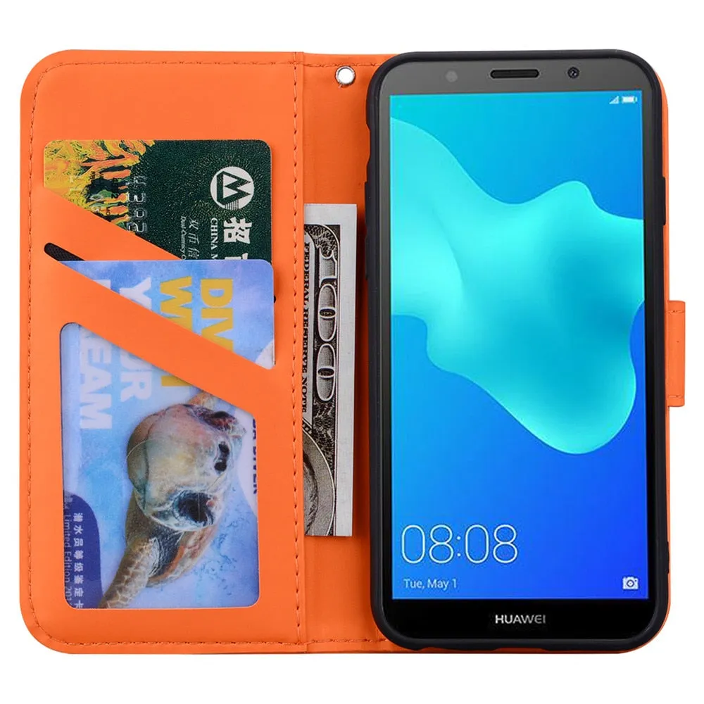Anymob Huawei Honor Red Leather Case Flip Wallet Back Cover Phone Shell