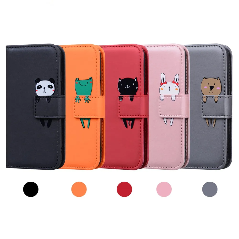 Anymob Huawei Honor Red Leather Case Flip Wallet Back Cover Phone Shell