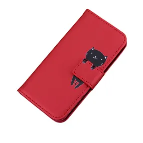 Anymob Huawei Honor Red Leather Case Flip Wallet Back Cover Phone Shell