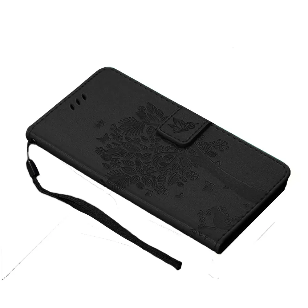 Anymob Huawei Phone Case Black 3D Tree Flip Leather Wallet Cover