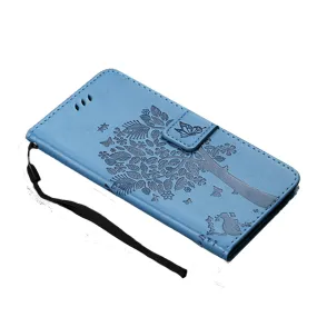 Anymob Huawei Phone Case Blue 3D Tree Flip Leather Wallet Cover