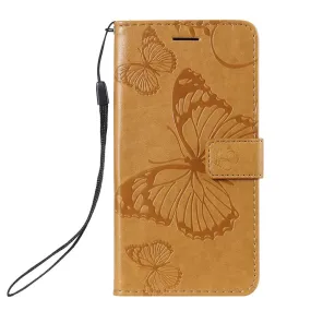 Anymob Huawei Phone Case Brown Butterfly Flip Leather Wallet Phone Cover