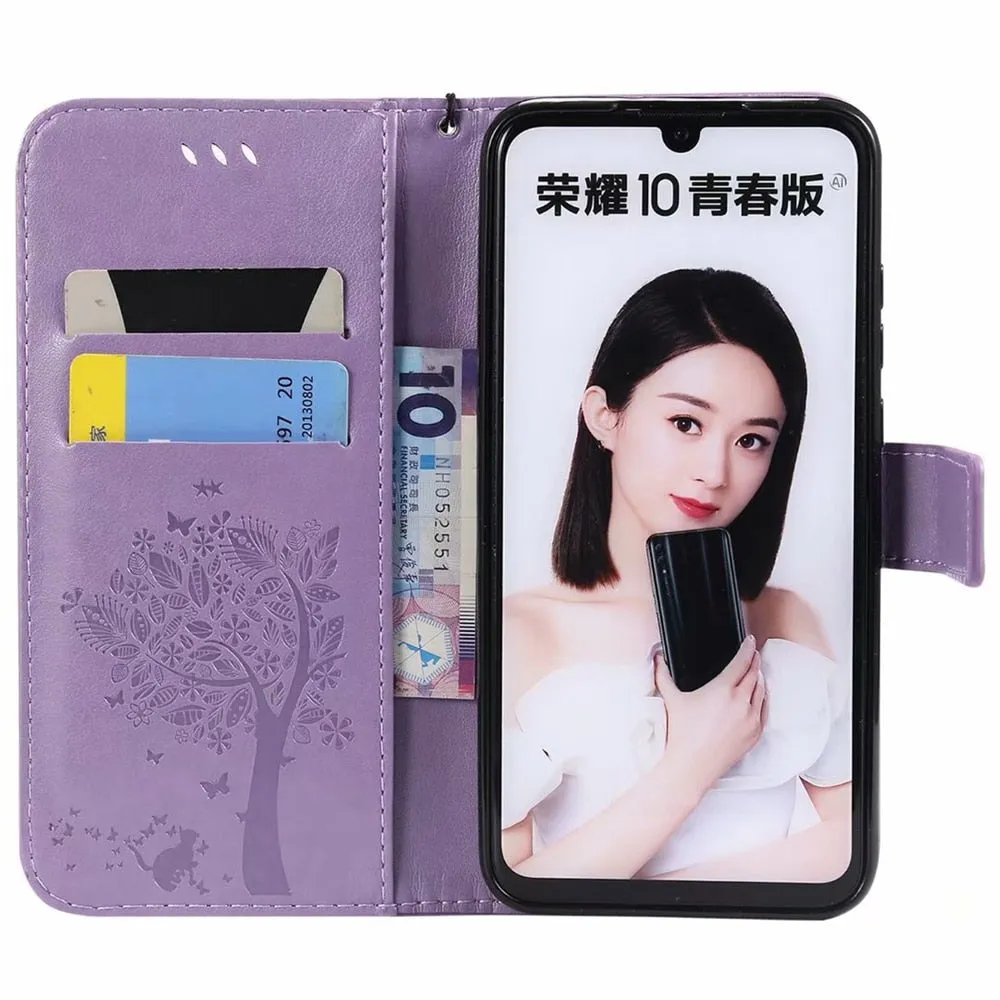 Anymob Huawei Phone Case Gray 3D Tree Flip Leather Wallet Cover