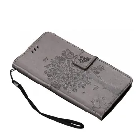 Anymob Huawei Phone Case Gray 3D Tree Flip Leather Wallet Cover