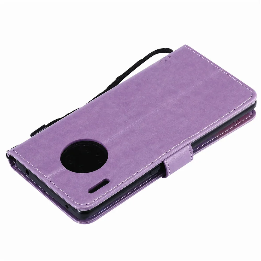 Anymob Huawei Red Leather Flip Case Wallet Cover Cat Phone Shell