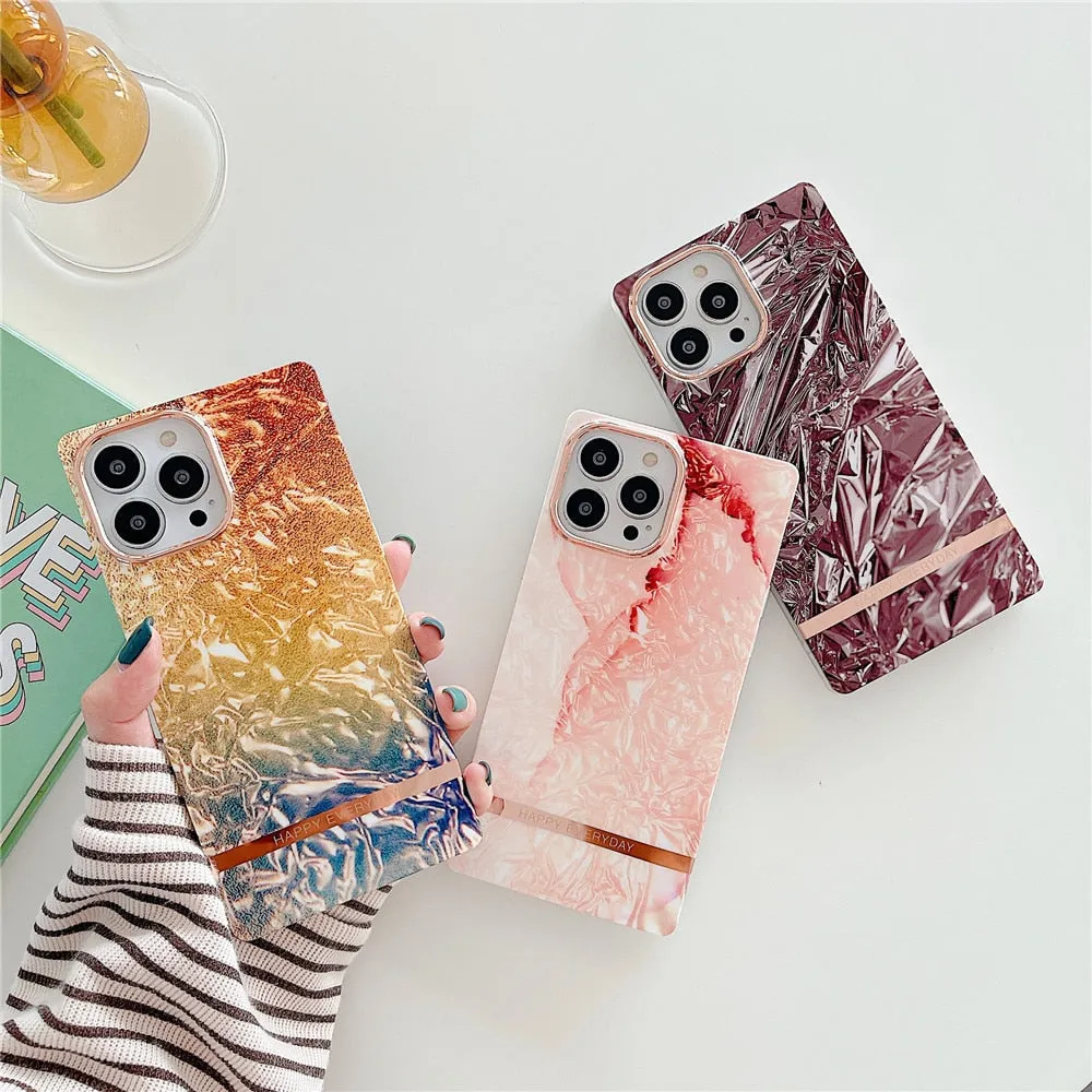 Anymob iPhone Black Marble Electroplated Vintage Case Soft Silicone Shockproof Phone Cover