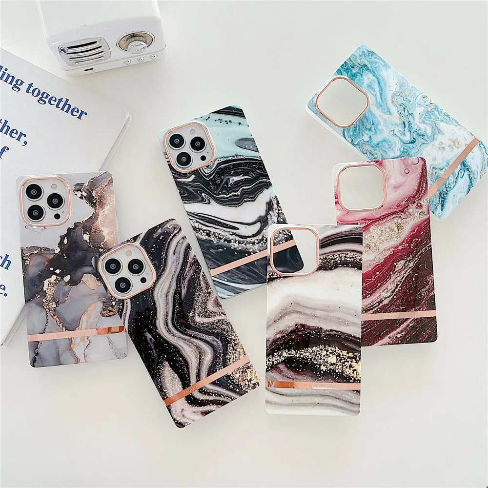 Anymob iPhone Black Marble Electroplated Vintage Case Soft Silicone Shockproof Phone Cover