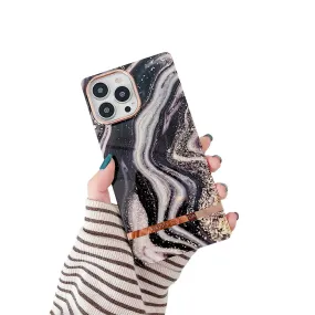 Anymob iPhone Black Marble Electroplated Vintage Case Soft Silicone Shockproof Phone Cover