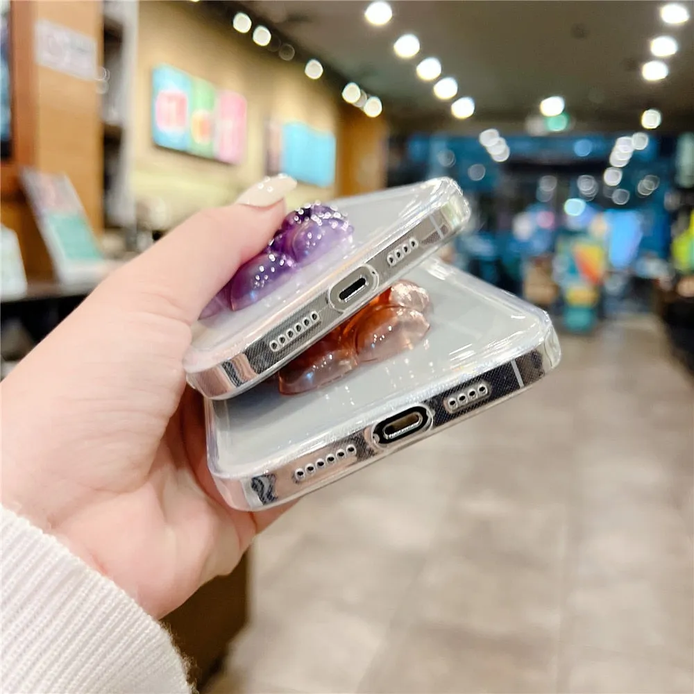 Anymob iPhone Blue 3D Astronaut Holder Phone Case Transparent Silicone Cover