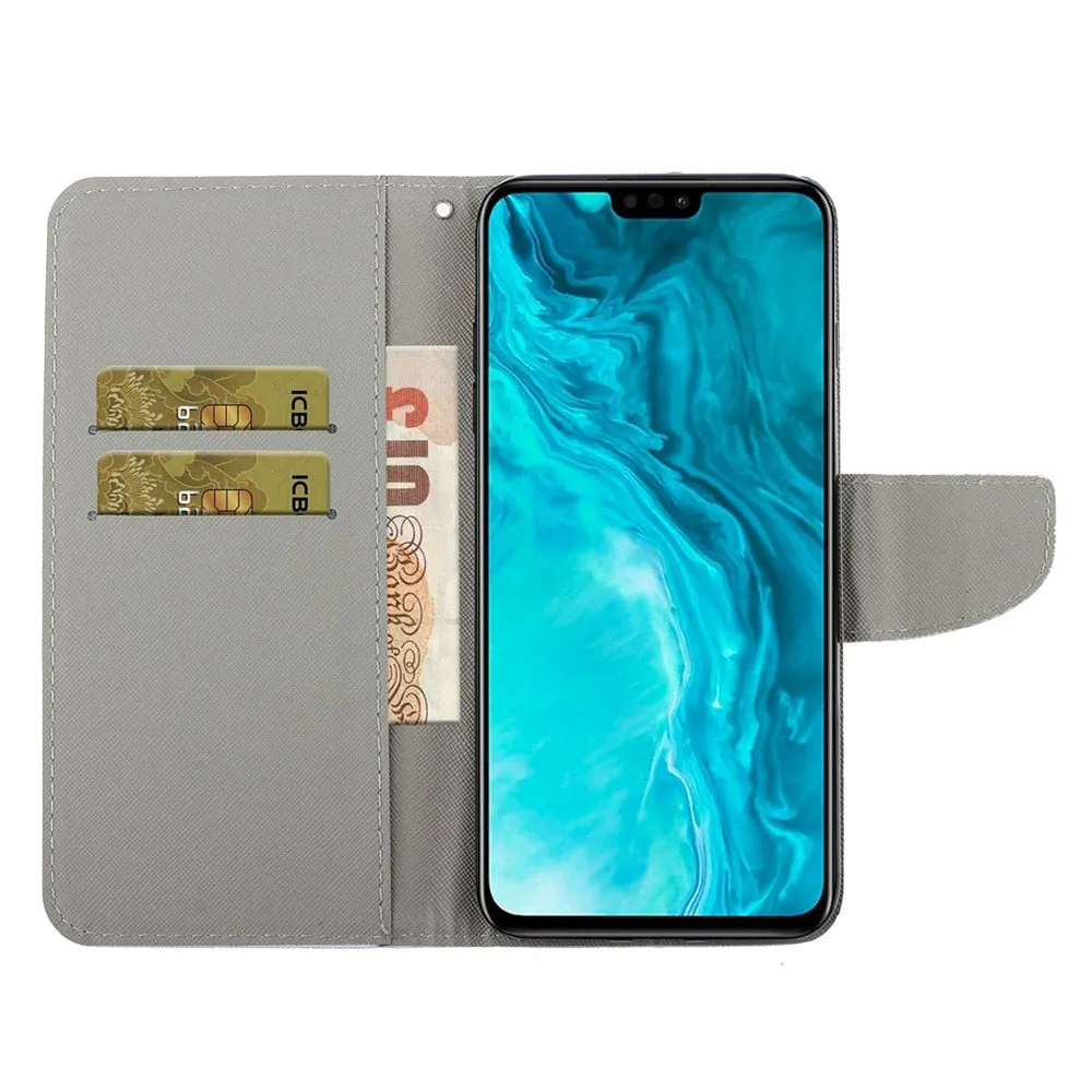 Anymob iPhone Blue Butterfly Painted Phone Case Magnetic Wallet Card slot Back Cover