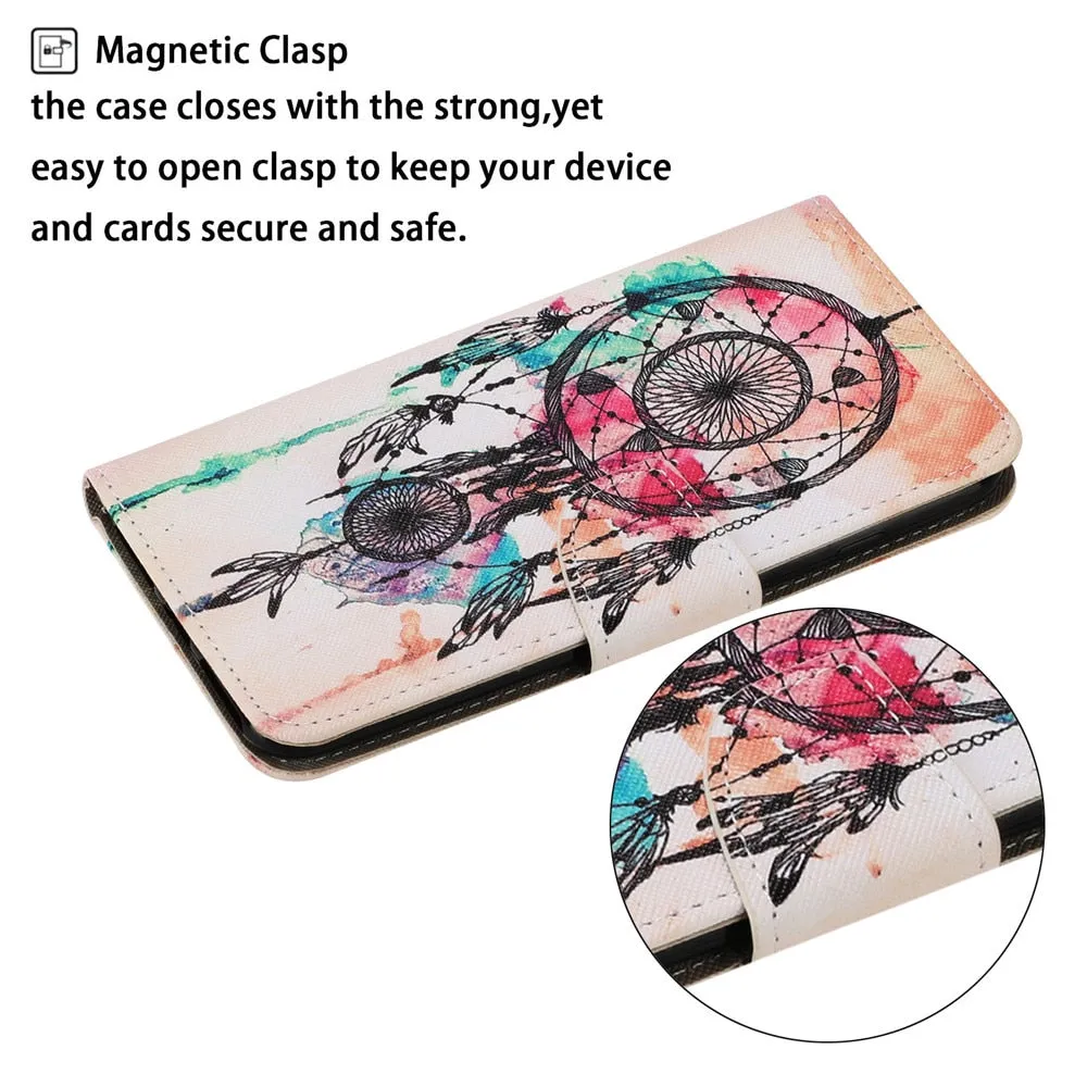 Anymob iPhone Blue Butterfly Painted Phone Case Magnetic Wallet Card slot Back Cover