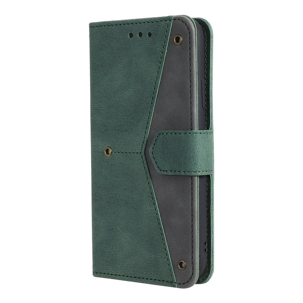 Anymob IPhone Blue Splicing Flip Leather Phone Cases Wallet Book Style Cover