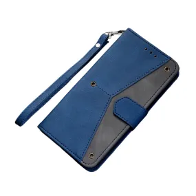 Anymob IPhone Blue Splicing Flip Leather Phone Cases Wallet Book Style Cover