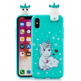 Anymob iPhone Blue Unicorn 3D Toys Case Soft Silicone Cartoon Cover