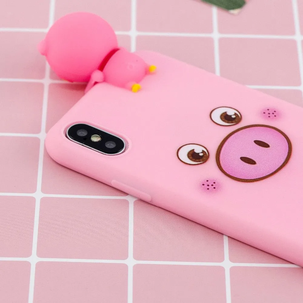 Anymob iPhone Blue Unicorn 3D Toys Case Soft Silicone Cartoon Cover