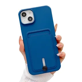 Anymob iPhone Blue Wallet Card Slots Holder Case Soft Silicone Shockproof Cover