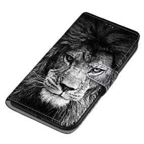 Anymob iPhone Case Black Lion Flip Leather Wallet Animal Painting Phone Book Style Cover