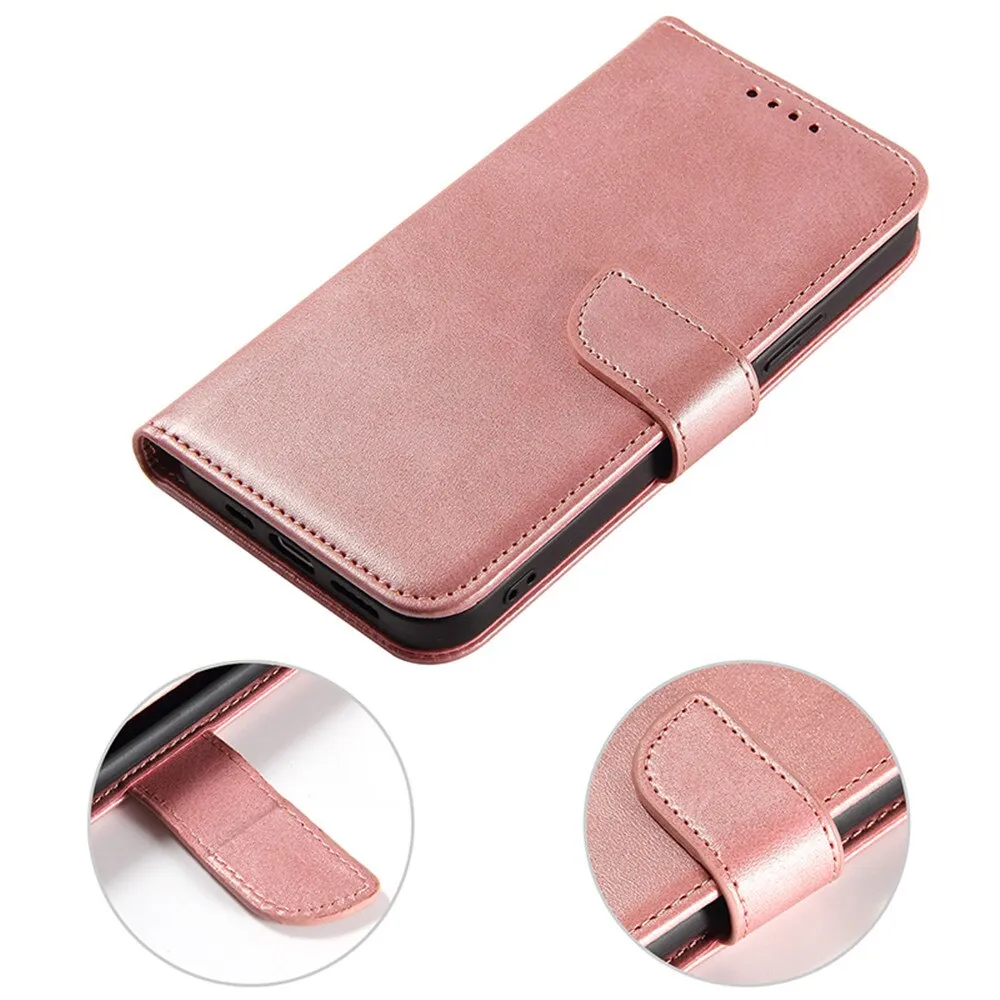 Anymob iPhone Case Black Magnetic Flip Solid Color Wallet Phone Protection Cover