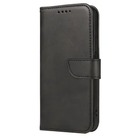 Anymob iPhone Case Black Magnetic Flip Solid Color Wallet Phone Protection Cover