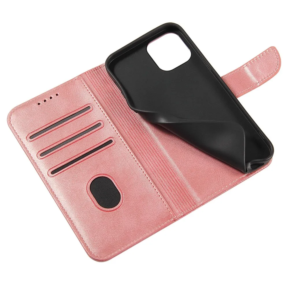 Anymob iPhone Case Black Magnetic Flip Solid Color Wallet Phone Protection Cover
