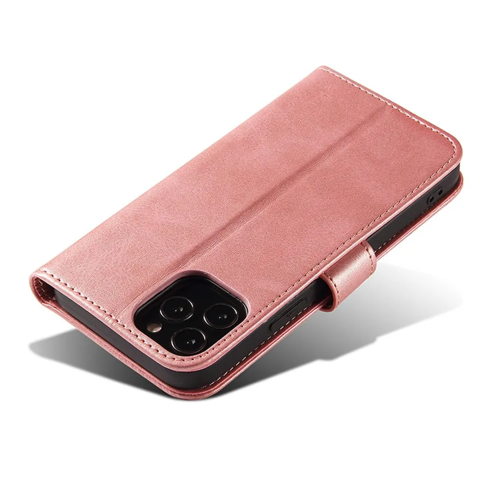 Anymob iPhone Case Black Magnetic Flip Solid Color Wallet Phone Protection Cover