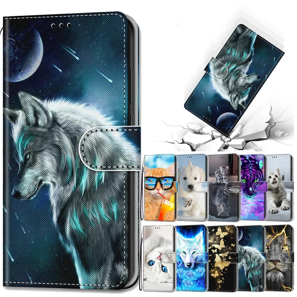 Anymob iPhone Case Black with Butterfly Cartoon Painted Flip Wallet Leather Phone Cover