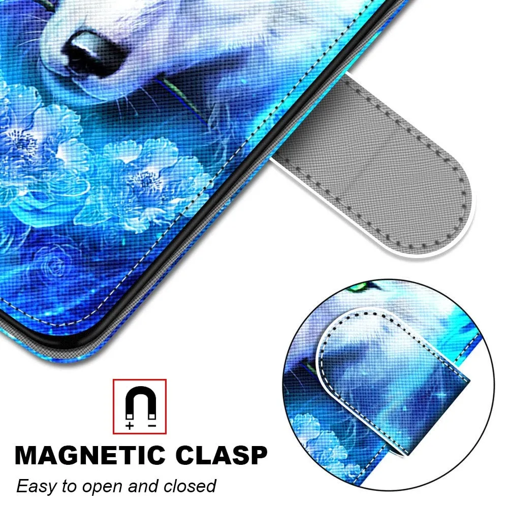 Anymob iPhone Case Black with Butterfly Cartoon Painted Flip Wallet Leather Phone Cover