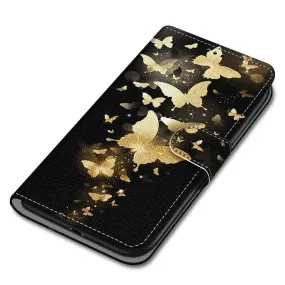 Anymob iPhone Case Black with Butterfly Cartoon Painted Flip Wallet Leather Phone Cover
