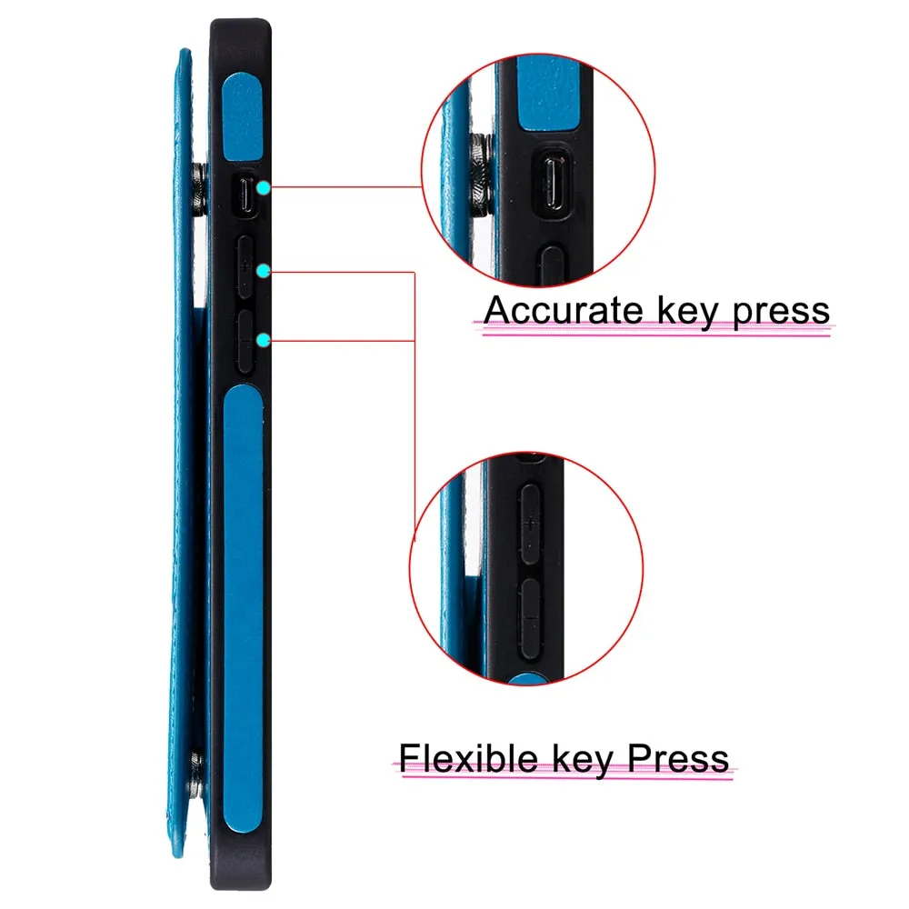 Anymob iPhone Case Blue 3D Tree Cat Leather Flip Wallet Cover