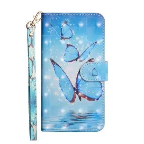 Anymob iPhone Case Blue Butterfly Flip Leather 3D Panda Painted Wallet Back Cover