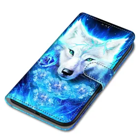 Anymob iPhone Case Blue Cartoon Painted Flip Wallet Leather Phone Cover