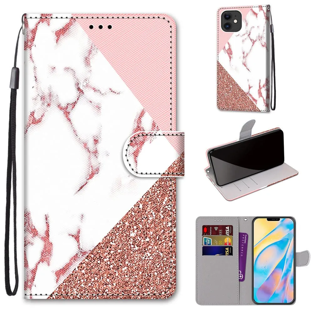 Anymob iPhone Case Blue Galaxy Lovely Cartoon Cat Phone Bag Flip Wallet Leather Protection Cover