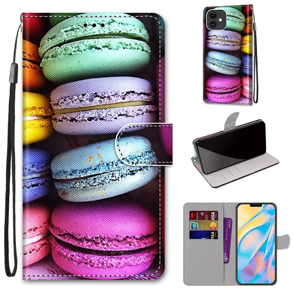 Anymob iPhone Case Blue Galaxy Lovely Cartoon Cat Phone Bag Flip Wallet Leather Protection Cover