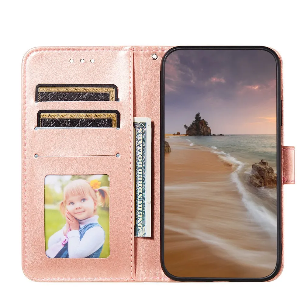 Anymob iPhone Case Blue Solid Color Leather Fashion Magnetic Flip Wallet Cover