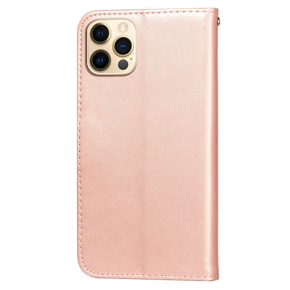 Anymob iPhone Case Blue Solid Color Leather Fashion Magnetic Flip Wallet Cover