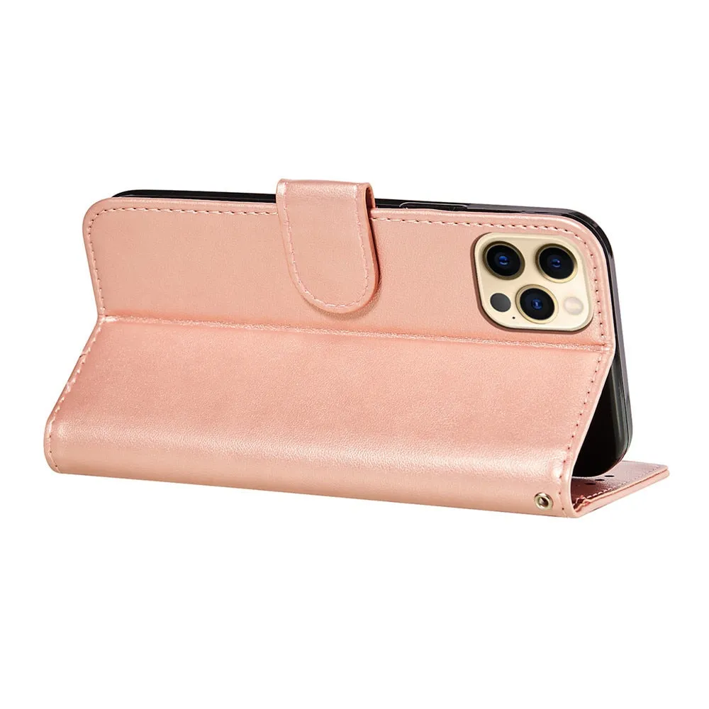 Anymob iPhone Case Blue Solid Color Leather Fashion Magnetic Flip Wallet Cover