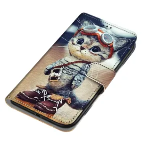 Anymob iPhone Case Cop Cat Flip Leather Wallet Animal Painting Phone Book Style Cover