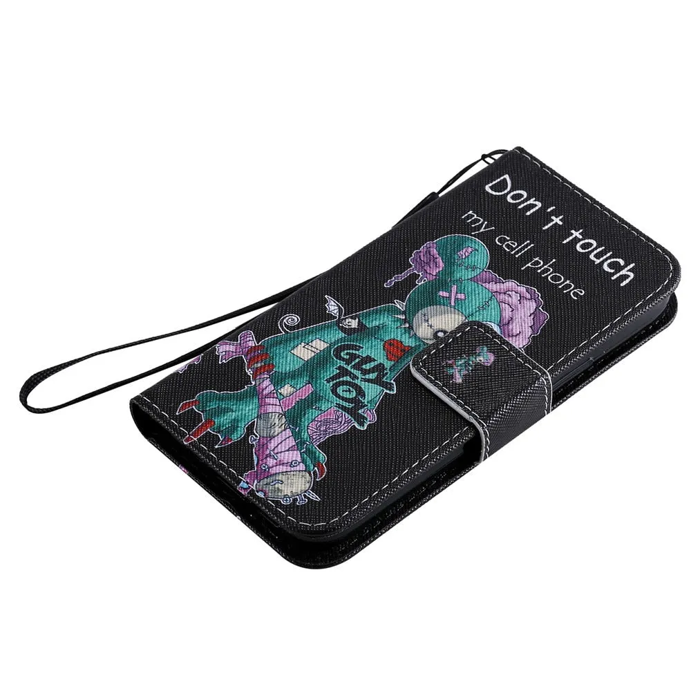 Anymob iPhone Case Cute Dog Flip Cover Cartoon Painted Magnetic Leather Wallet Card Slot