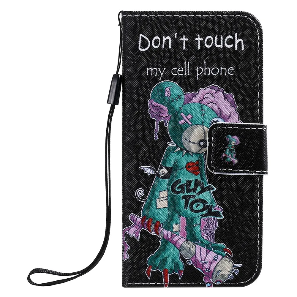 Anymob iPhone Case Cute Dog Flip Cover Cartoon Painted Magnetic Leather Wallet Card Slot